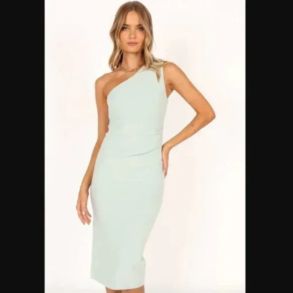 slim fit dress slacks Buy Stunning Mint Green One Shoulder Designer Gown Online in USA – Pure  Elegance